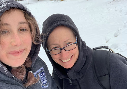 Romero family - Jeannette and Catalina out in the snow