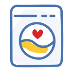 illustrated icon of a washing machine, representing a laundry room